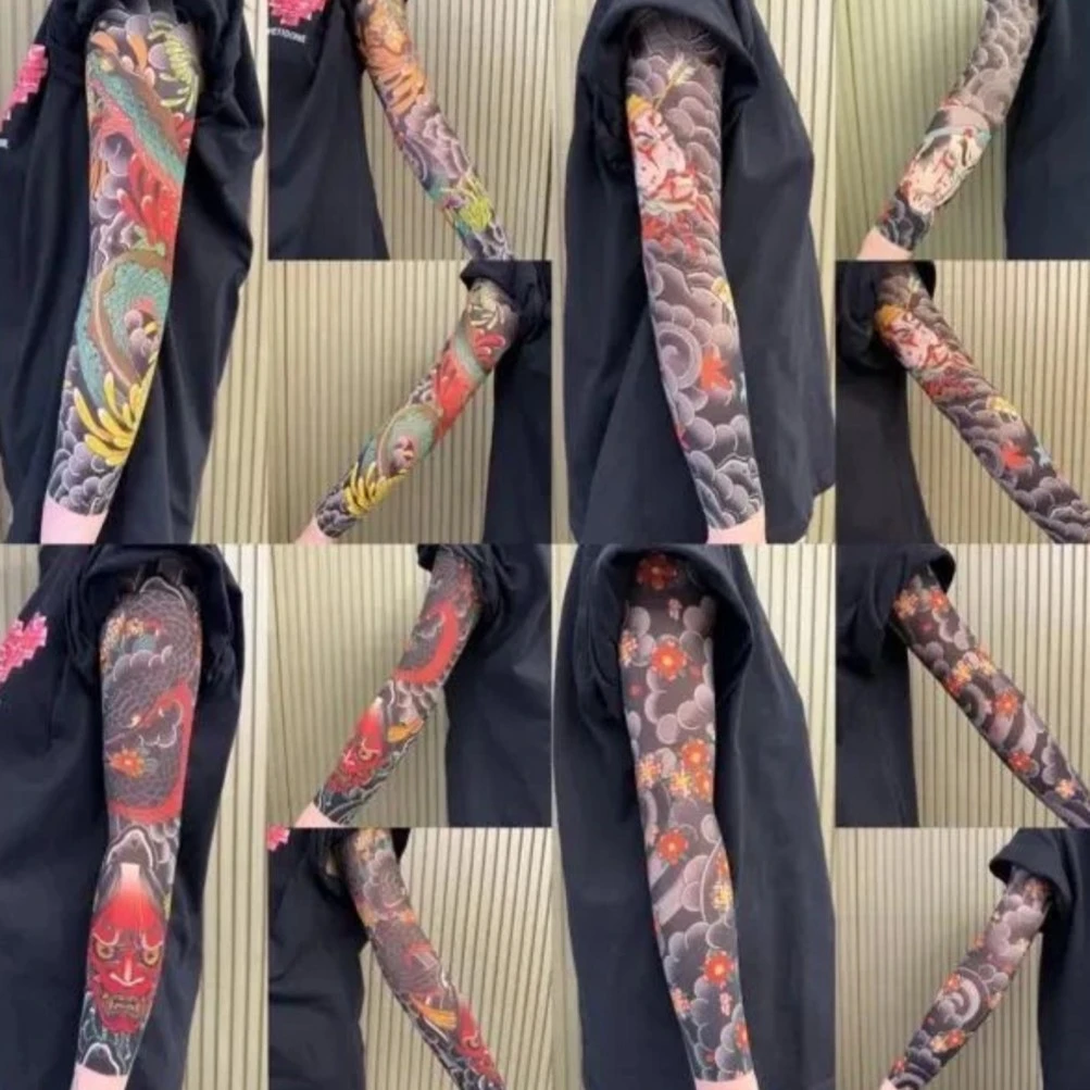 拼色日式风春季动物冰袖防晒袖套男童复古休闲中国风无痕长款时尚