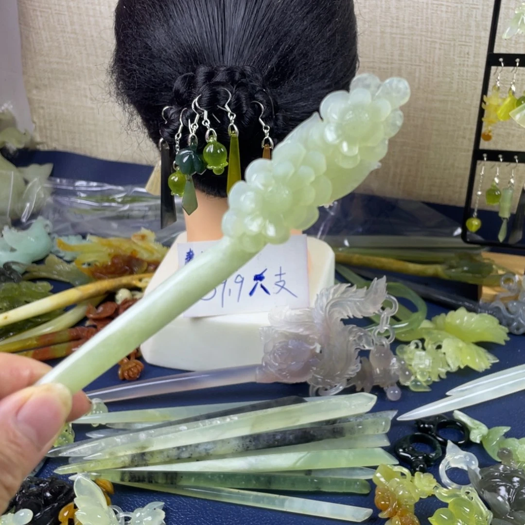 蛇纹石玉未镶嵌发饰