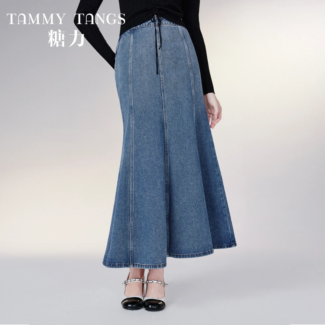 2058【金拐子专属】糖力鱼尾裙长裙显瘦牛仔半身裙女TWRCB62058