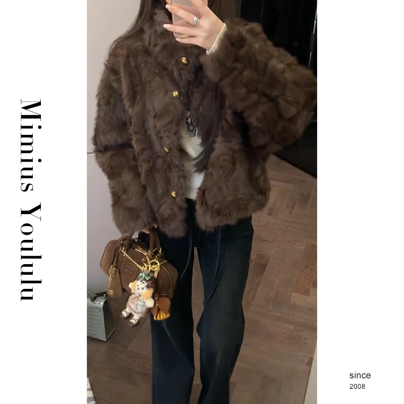 【mimius】七七 高级感皮毛一体保暖立领毛绒外套 汉服 F12044