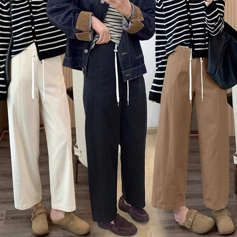 有弹力孕妇新款显瘦休闲裤梨形身材九分哈伦裤阔腿裤工装裤外穿