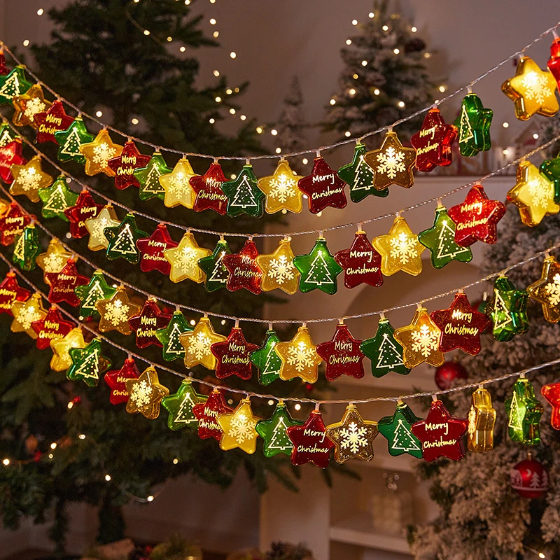 圣诞节树灯装饰彩灯球闪灯串场景布置店铺橱窗灯带室内外挂饰挂件