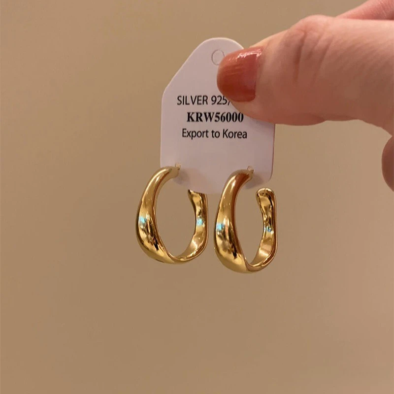 铜合金耳饰 轻奢圆圈款金色高级感C耳环女气质百搭冷淡风耳圈耳饰