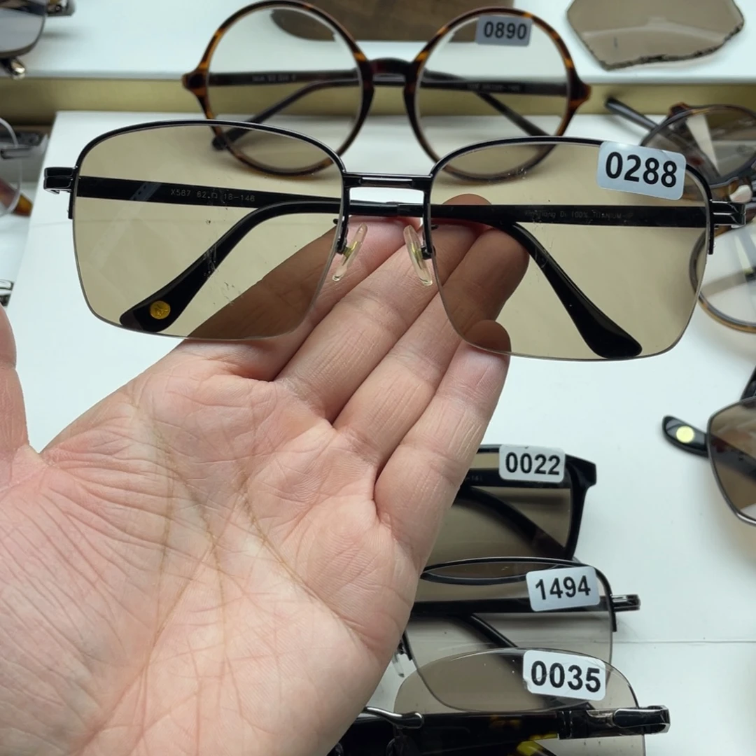 茶水晶半框眼镜 0288