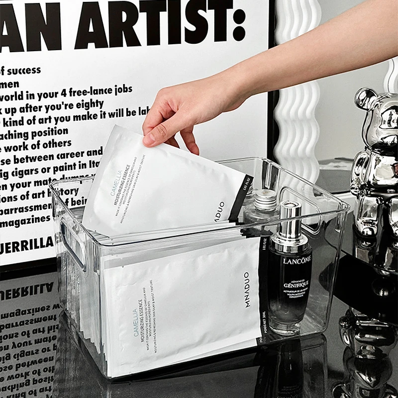 面膜收纳盒透明亚克力盒子梳妆台化妆品护肤品收纳筐大容量置物架