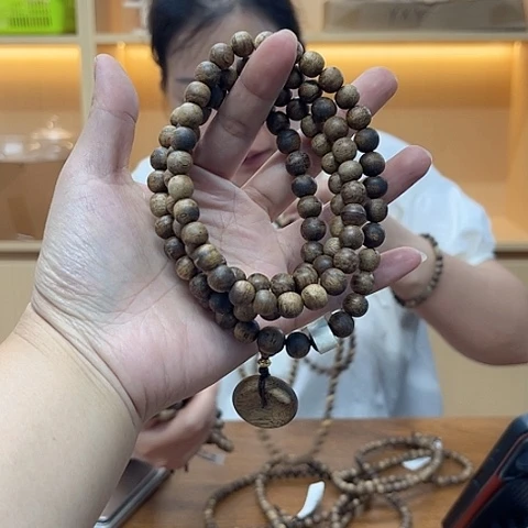 手串沉香棋楠老白棋圆珠长串0.9/29克多样性发一