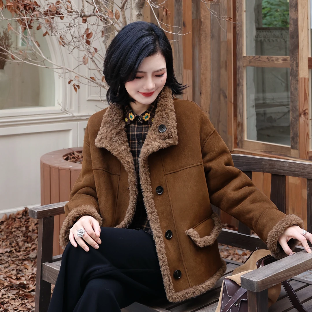 【正反两穿】枫竺阿楠anan加厚保暖羊毛颗粒外套女冬季通勤羊毛大衣