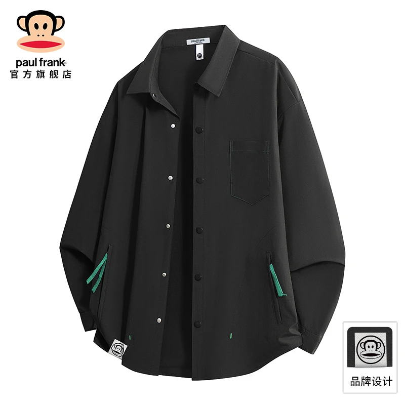paul frank/大嘴猴长袖工装衬衫男2025秋冬新款宽松休闲衬衣外套