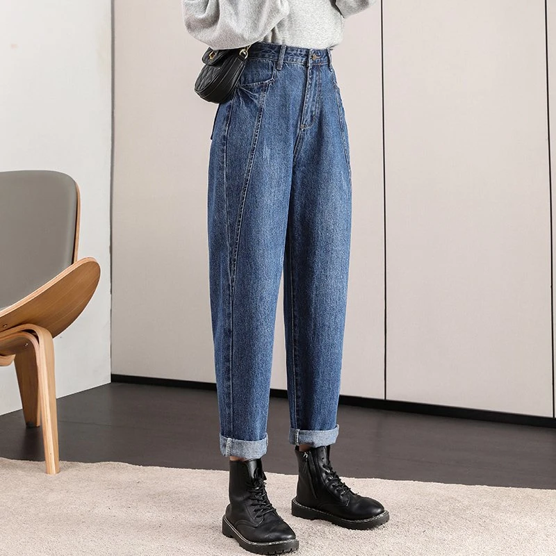 【沐子女装】C4-60297深蓝加绒牛仔裤