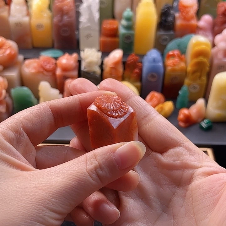 老挝石印石手工定制2厘米，向日葵，包刻字