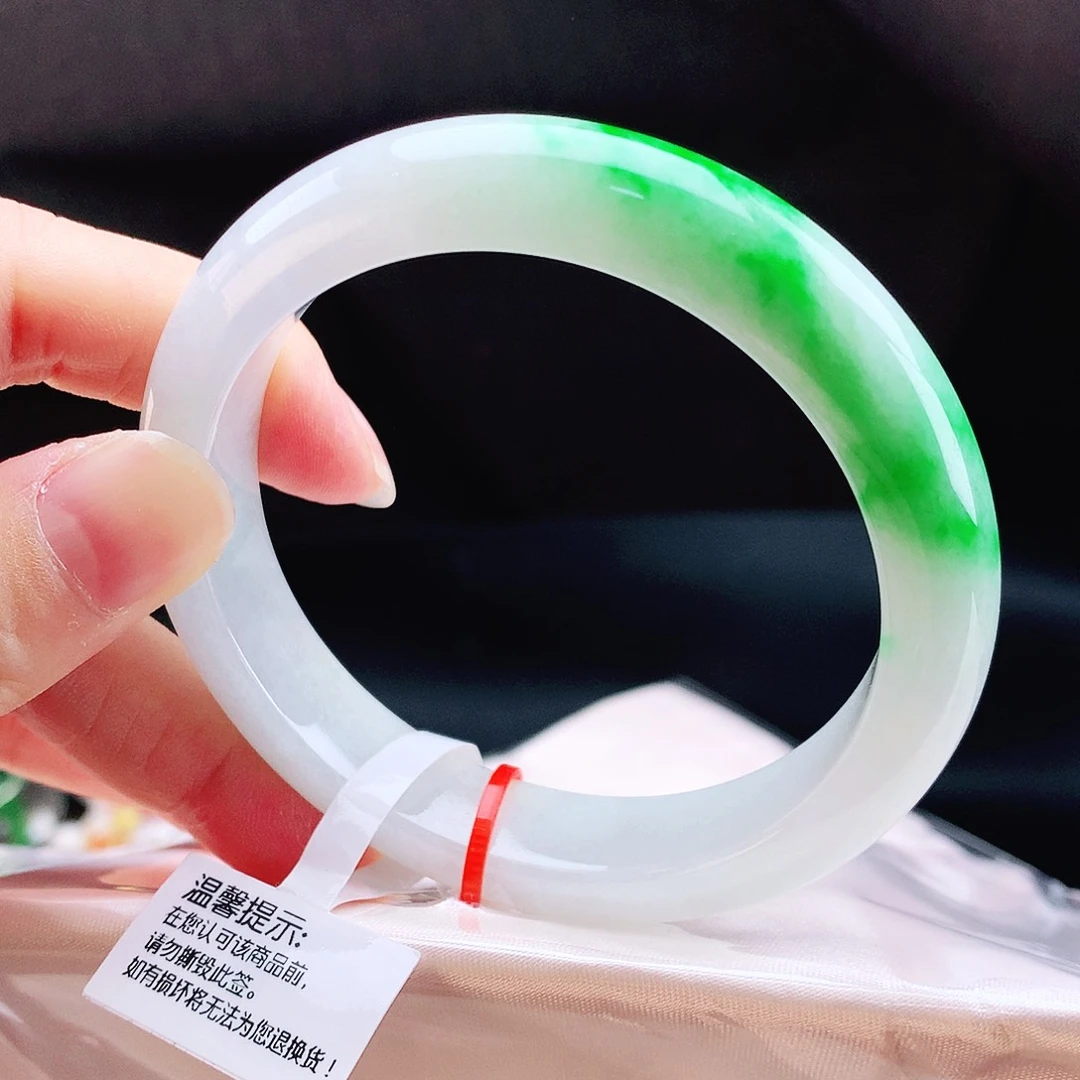 未镶嵌手镯翡翠56+白底青