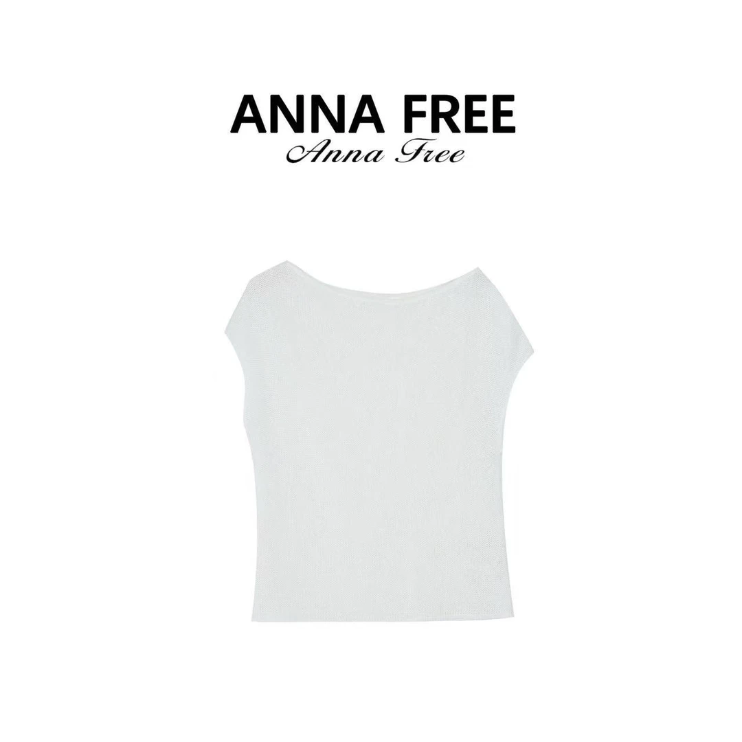 ANNA FREE 新款无袖不规则针织夏季显瘦纯色针织上衣Z8593