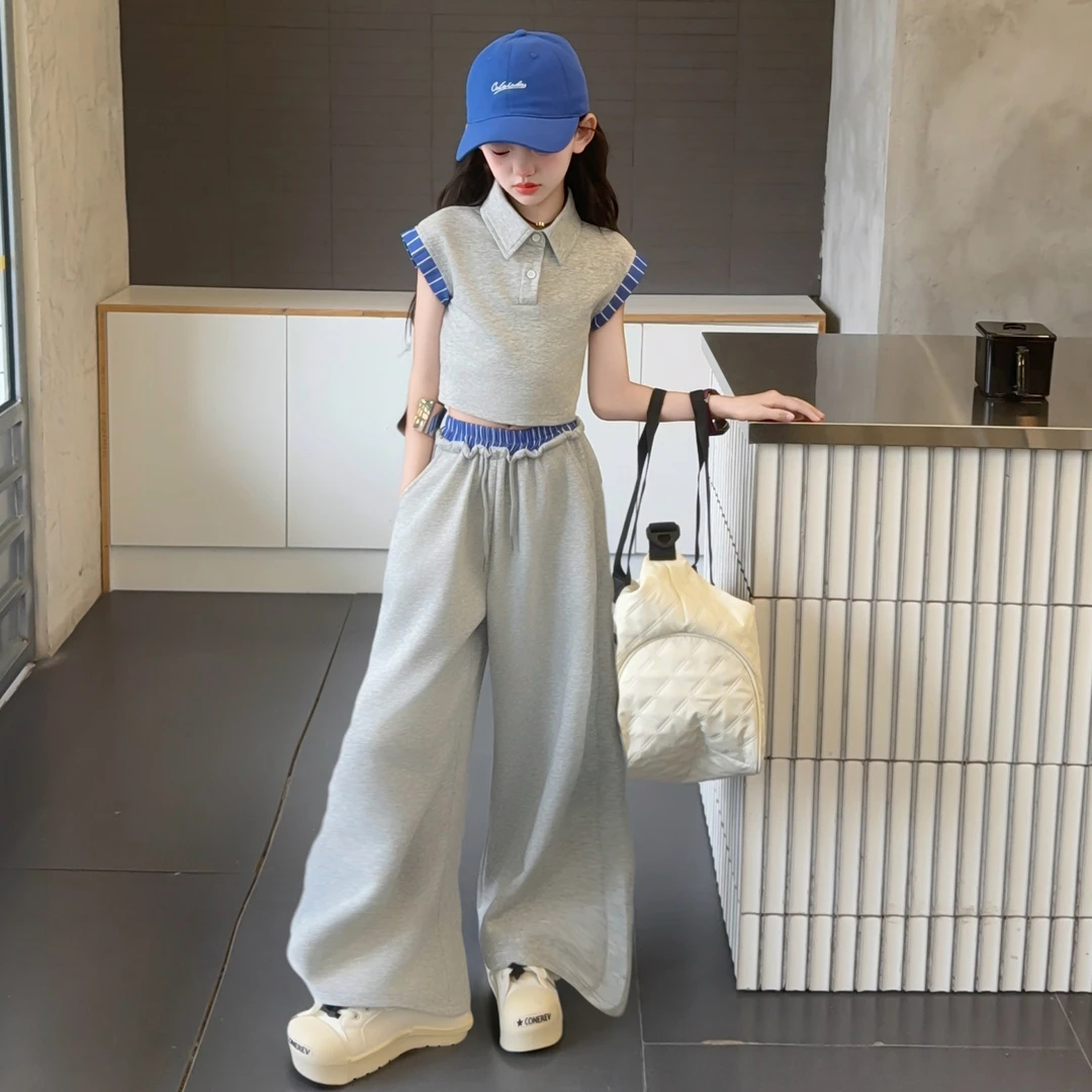 女童夏季套装2025新款洋气儿童阔腿裤两件套潮酷穿搭又酷又飒童装