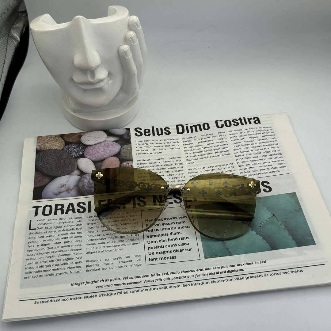 【3079】无框切边满印设计墨镜复古显脸小太阳镜遮阳欧美风