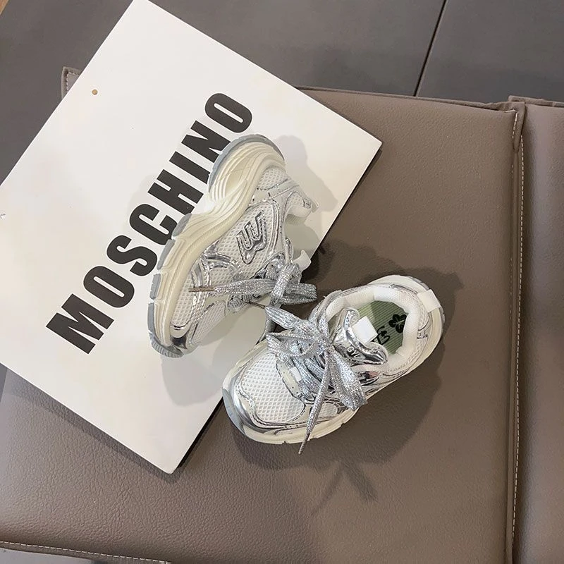 儿童运动鞋2024秋新款男童时尚老爹鞋网面透气软底女童跑步休闲鞋