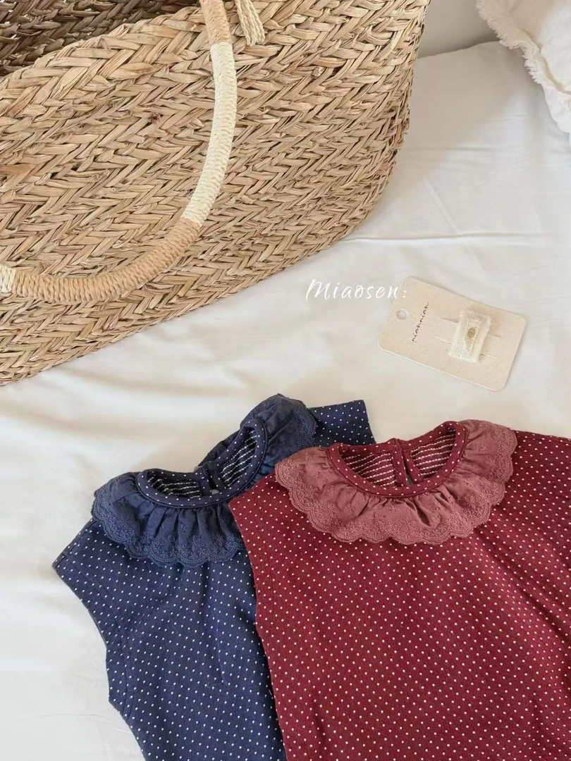 套头甜美风蕾丝花边领女童夏季韩版上衣儿童童装