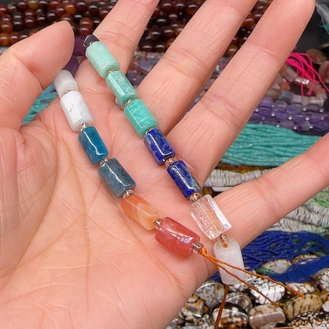 玛瑙/玉髓合金珠宝半成品多宝桶珠6mm半条