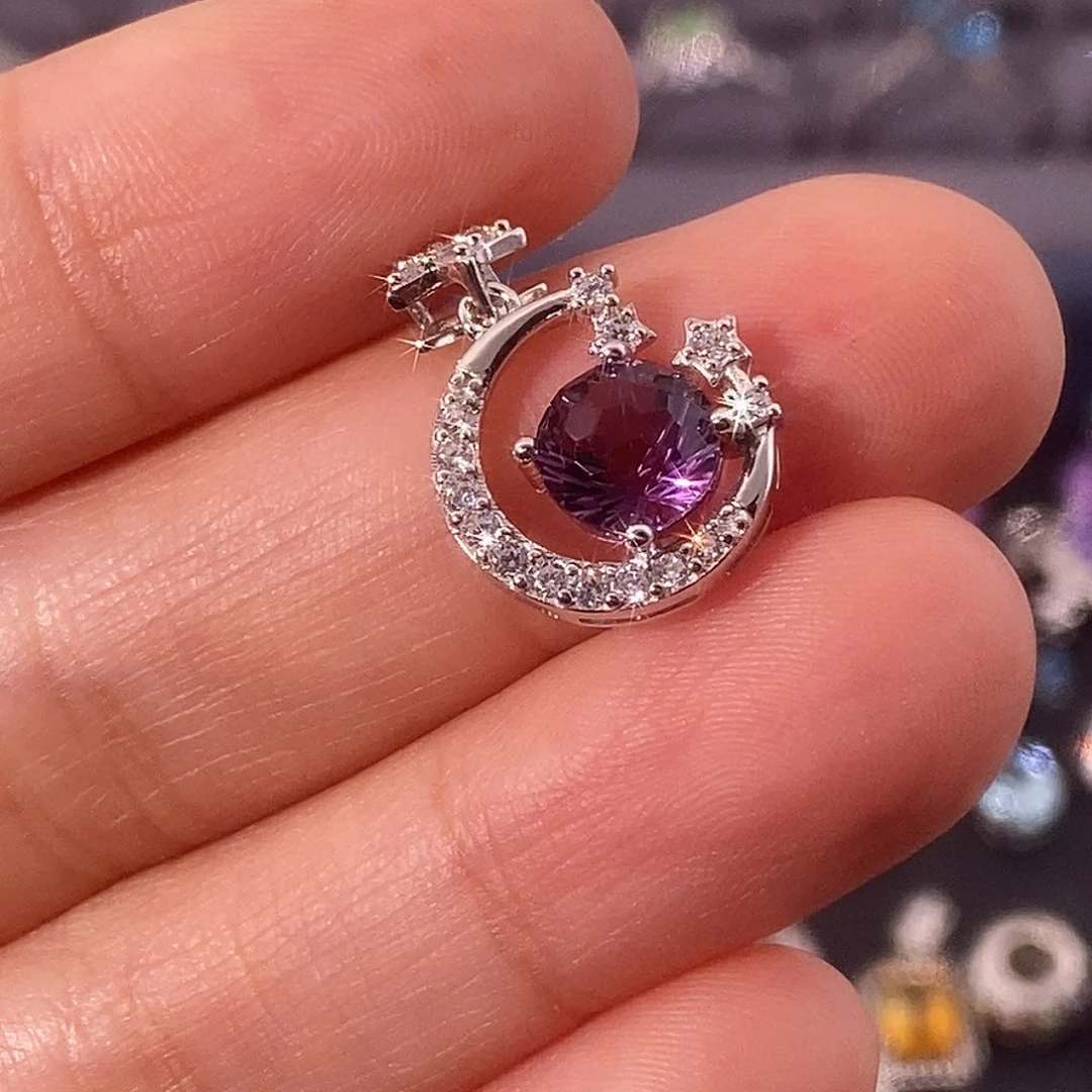 海***夫紫晶颈饰银S925镶嵌