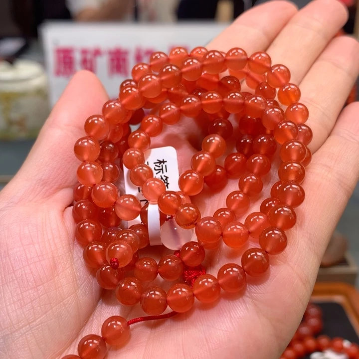 手串未镶嵌南红玛瑙保山原矿南红大黑洞水红多圈6+