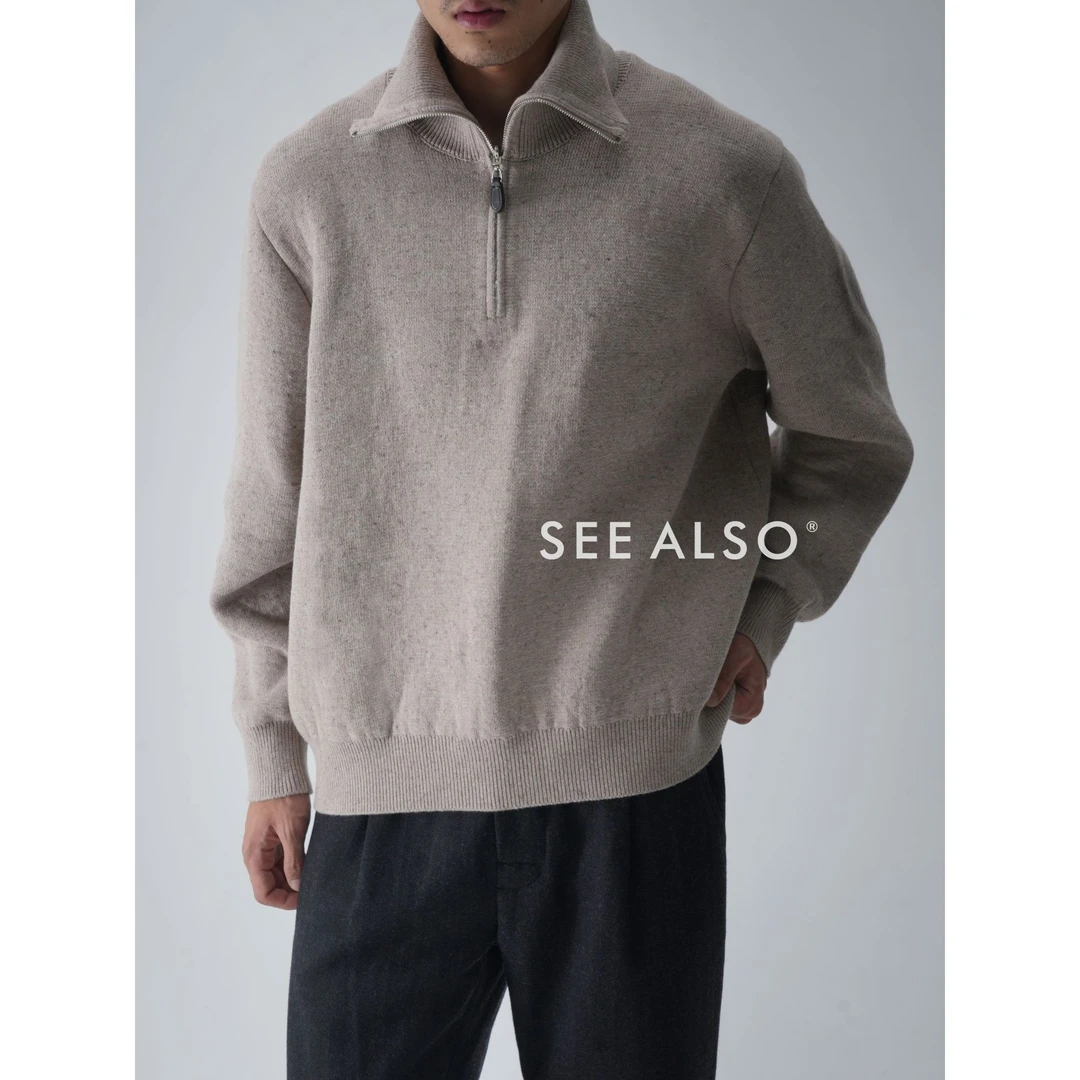 SEE ALSO『国王礼物』绵羊毛棉麻老钱新贵松弛感半拉链长袖保暖毛衣