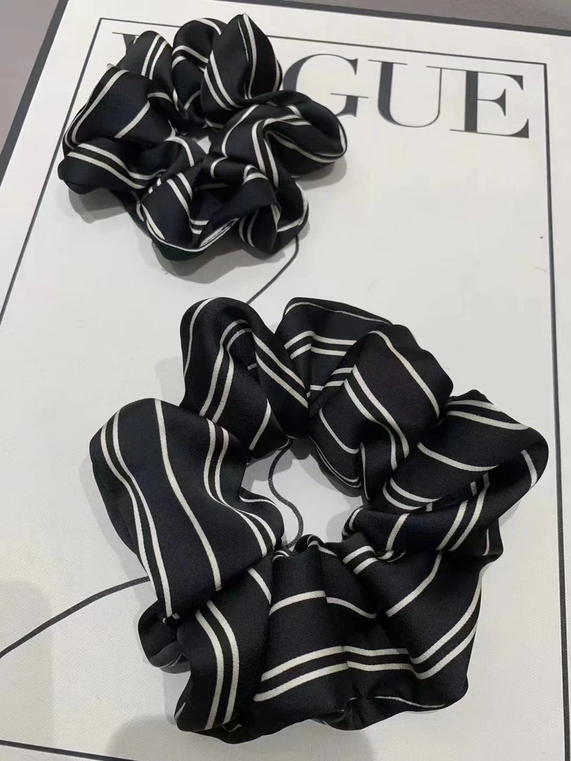 黑金条纹高级感发绳韩版头饰发饰气质百搭抓夹简约大肠发圈