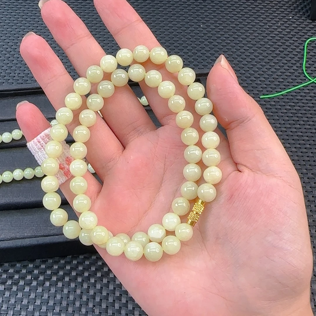 和田玉未镶嵌颈饰黄口妈妈链卡8