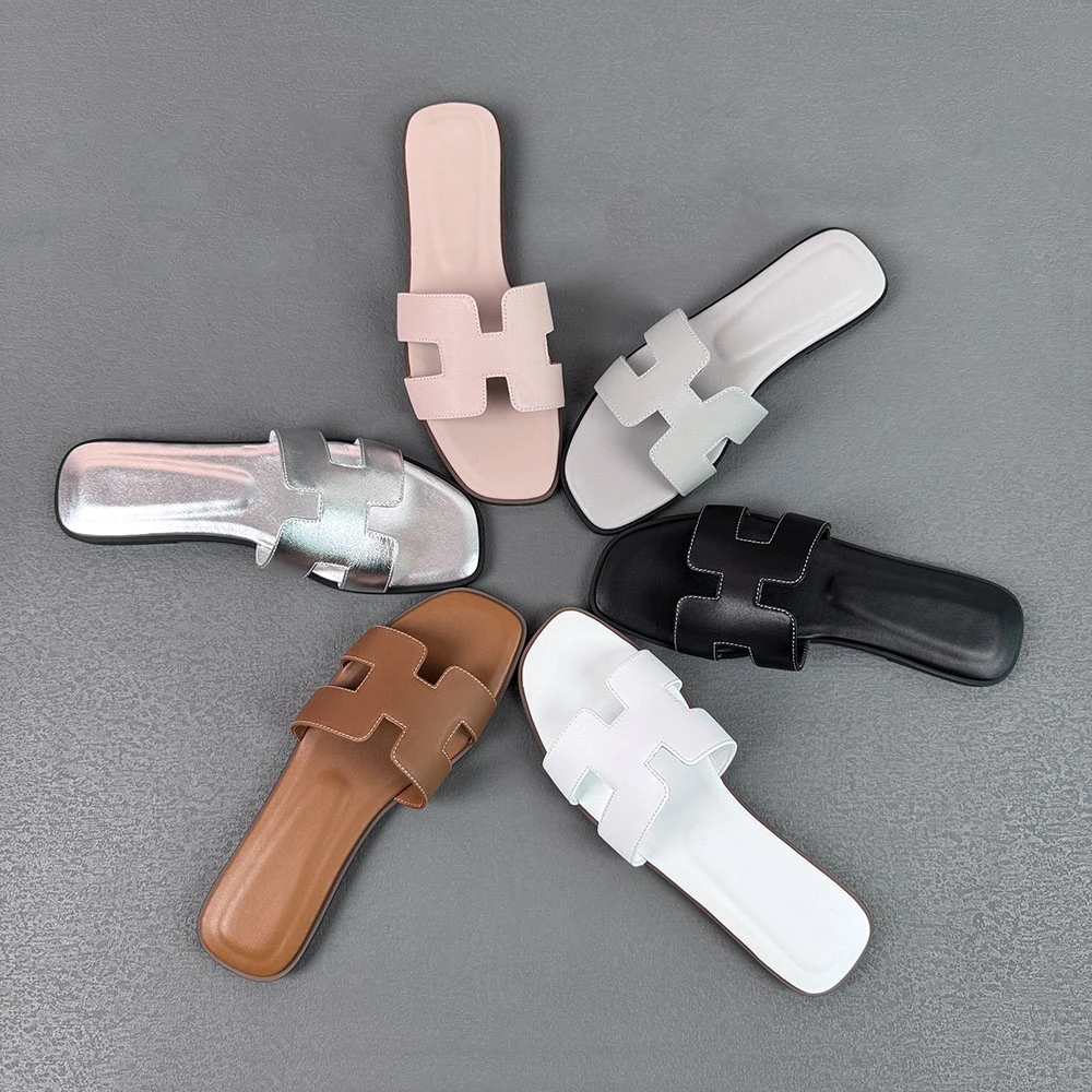 爱嘛H拖凉鞋女款2025新款爆款时尚百搭外贸真皮凉鞋 拖鞋女鞋外穿