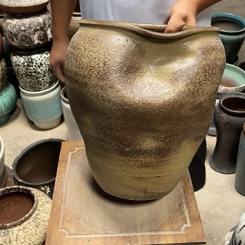 紫砂花盆口24高度31度古色