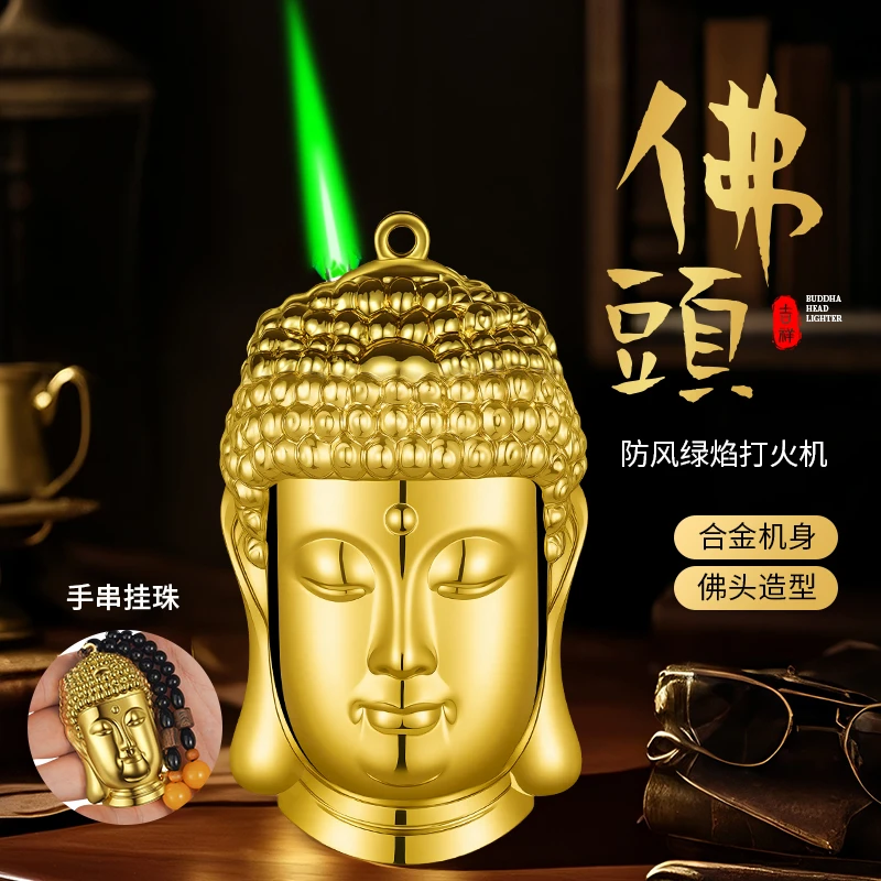 新款佛头设计防风直冲打火机创意打火机金属材质电镀工艺