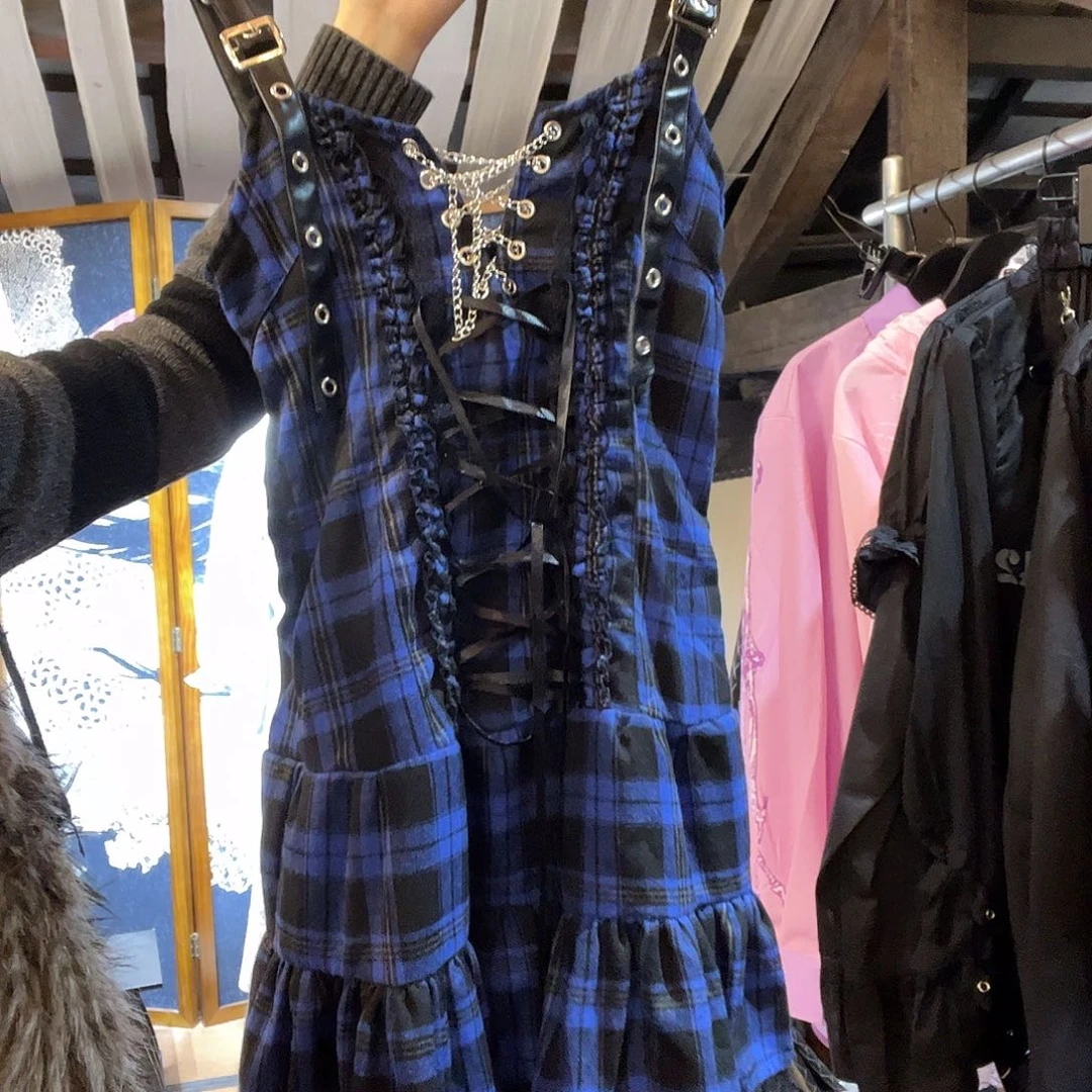 Acdc蓝黑蛛网连衣裙