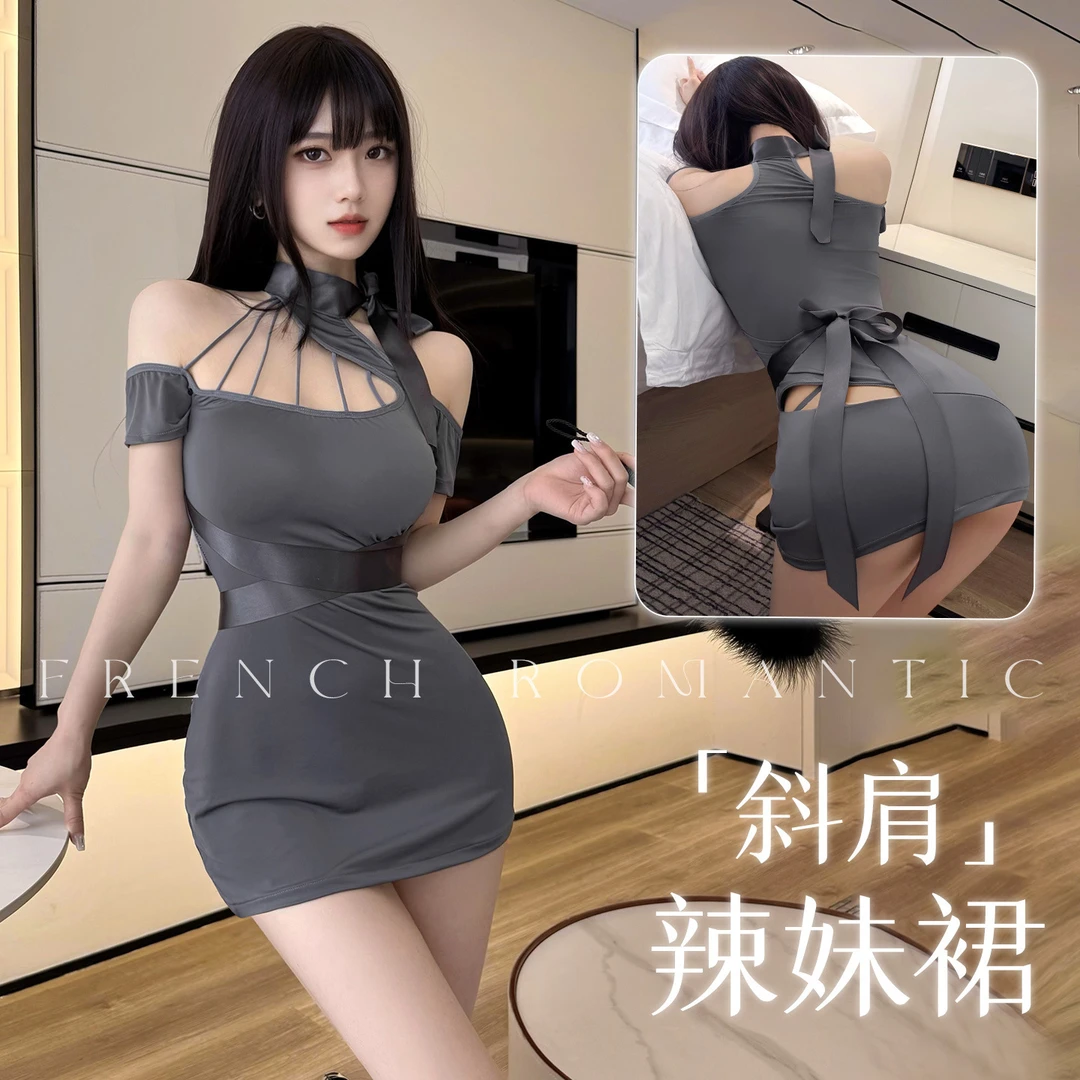 【月汐颜语】❤️FM不规则斜肩镂空包臀辣妹裙夏季性感