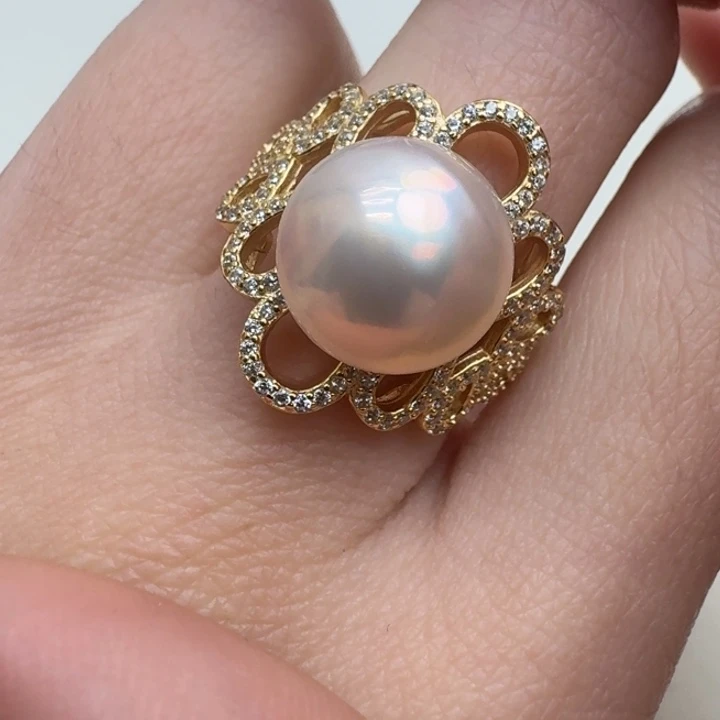 拼合珍珠（马贝珠）戒圈银S925镶嵌