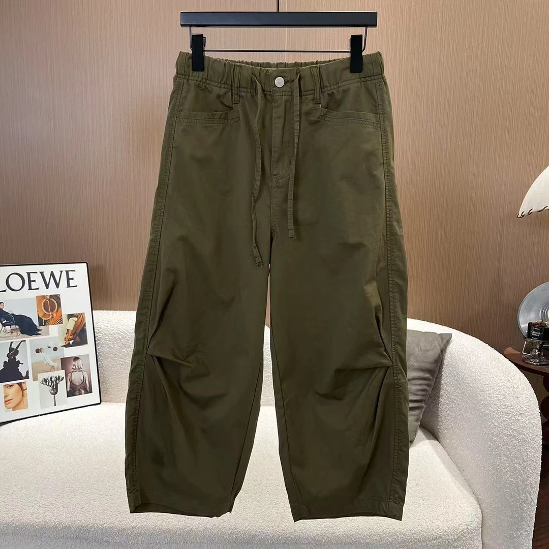 【结构美学裤】夏日薄款极简时尚褶皱感抽绳百搭工装休闲裤57013