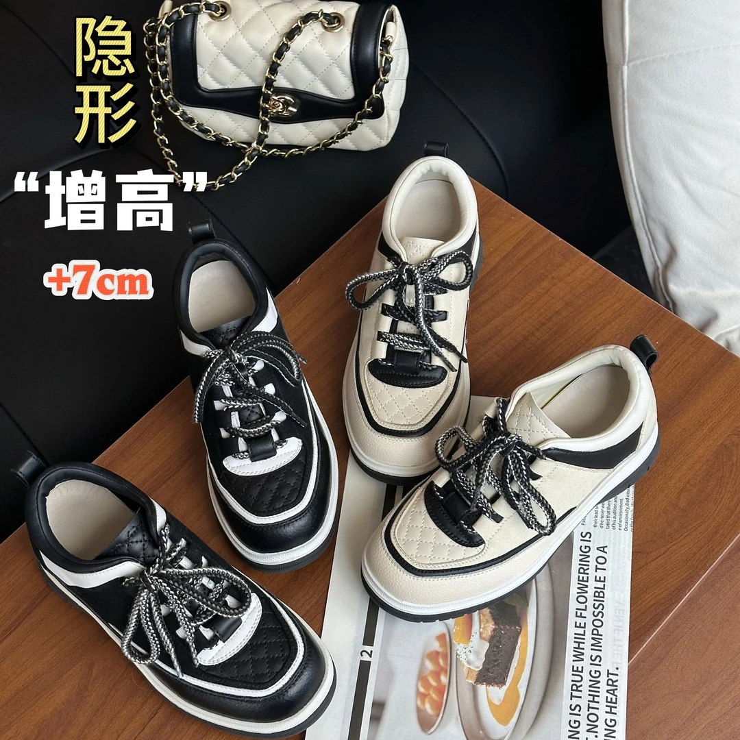 【7.5cm】自制小香老钱风轻奢百搭内增高小个子增高休闲鞋