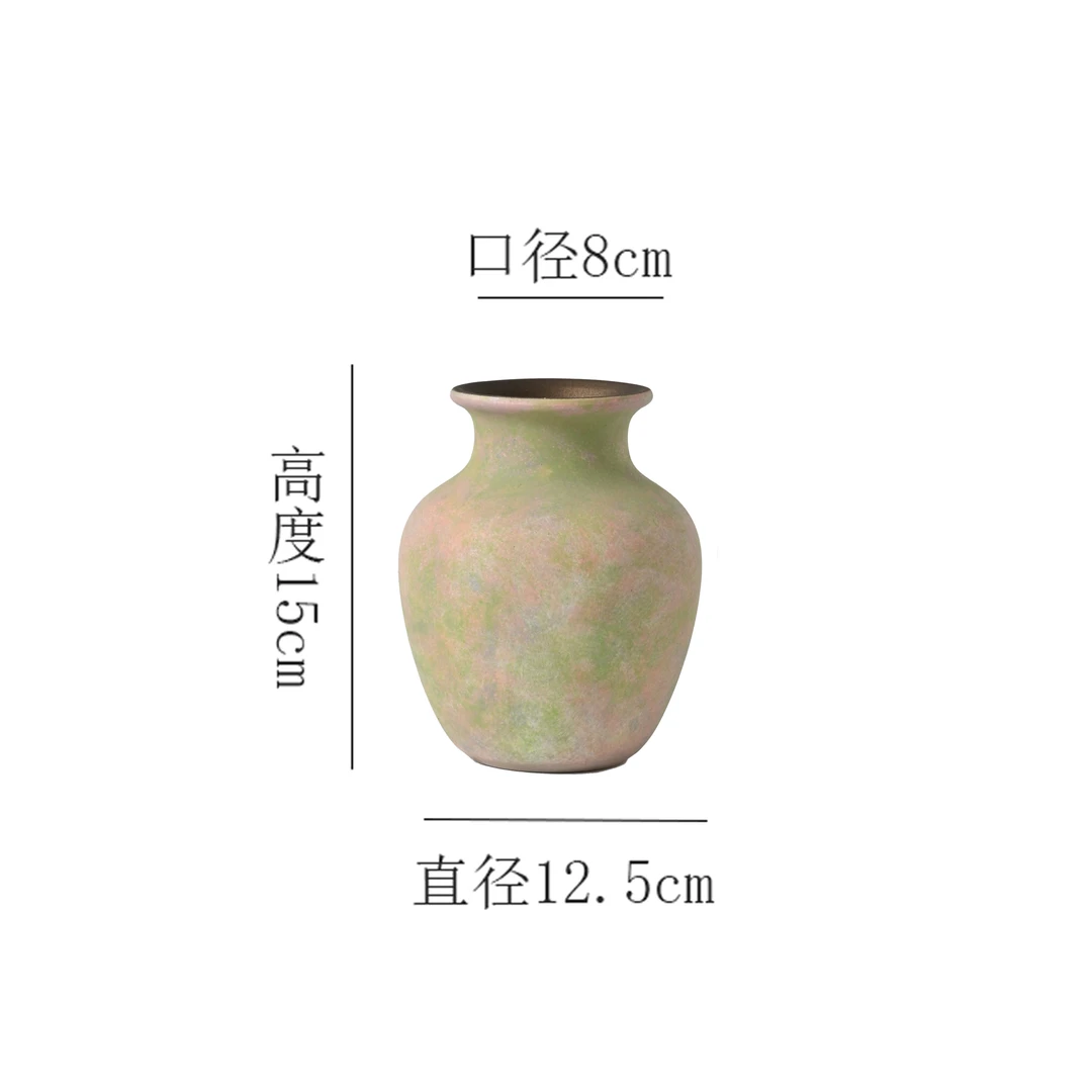 【苔点绿-小号胖肚瓶】无孔水培桌面陶瓷花瓶鲜花干花插花花器