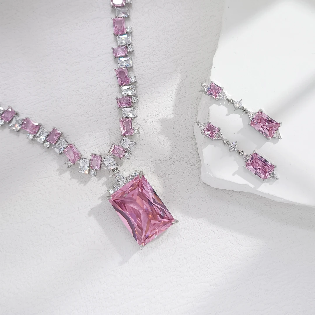 铜合金合成锆石耳饰 WYSX-002878【星穹绮愿】耳饰+项链 套装时尚