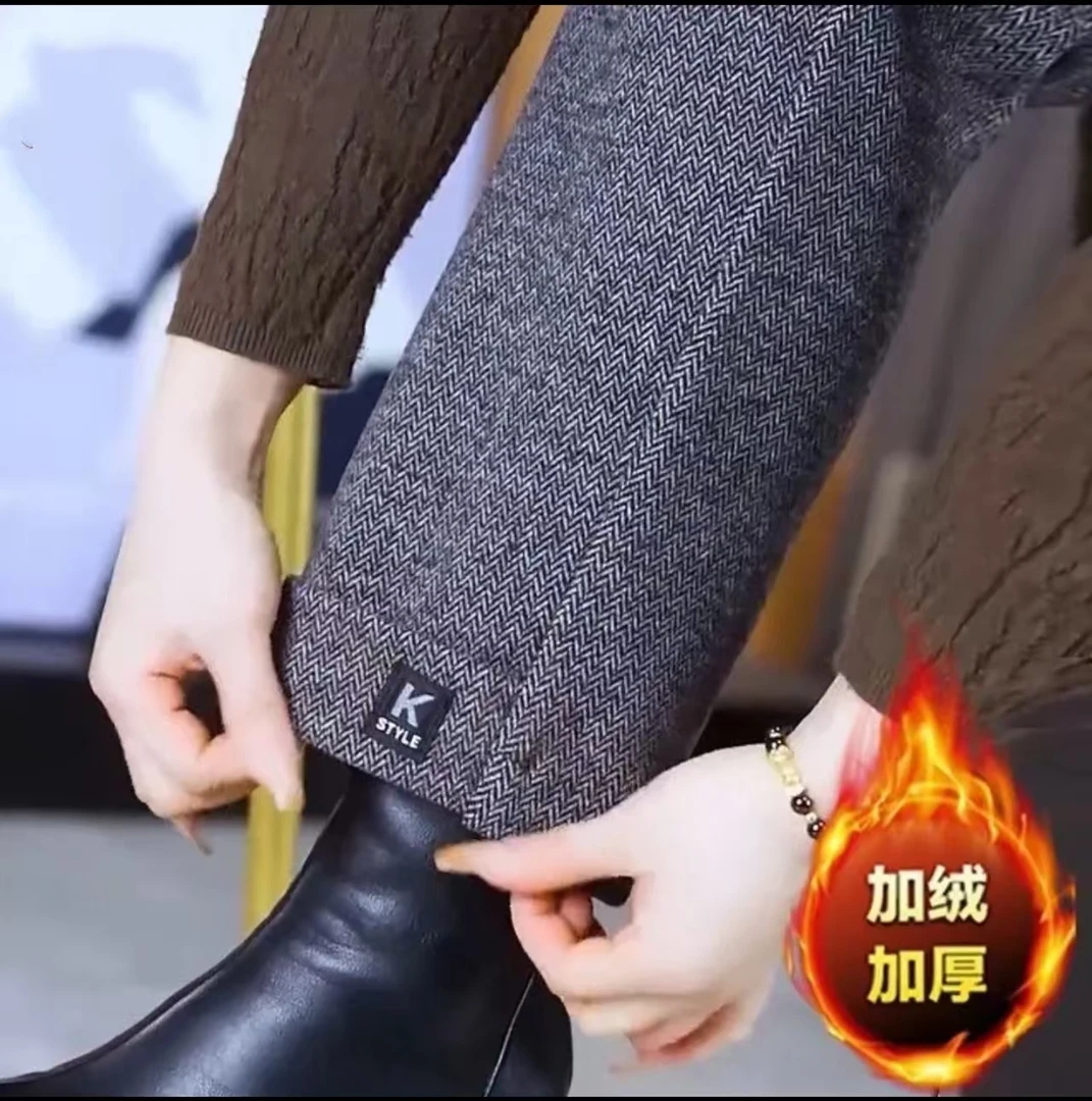 【运费补贴6-8】女士冬季裤子加绒呢子阔腿筒裤中年妈妈秋冬裤子