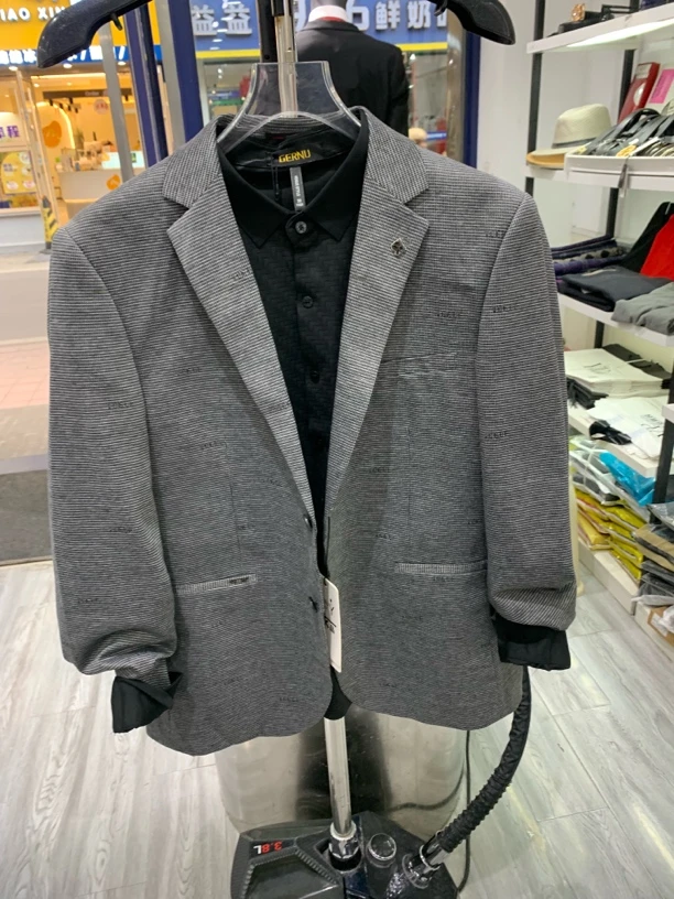 平驳领西服上装男式春季休闲西装双面修身小西装呢子时尚单西