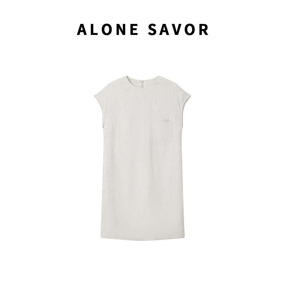 【ALONE SAVOR】休闲时尚纯色百搭透气亚麻新款气质宽松连衣裙P313