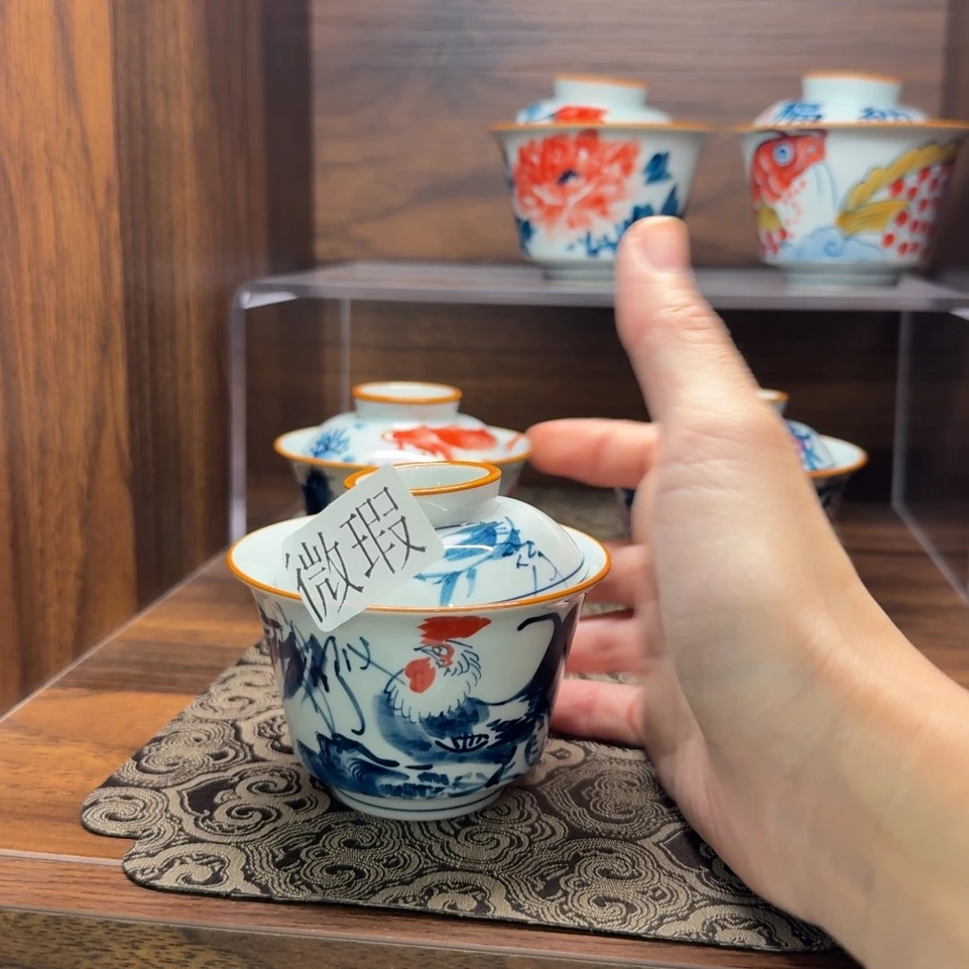 釉下彩纯手绘微瑕