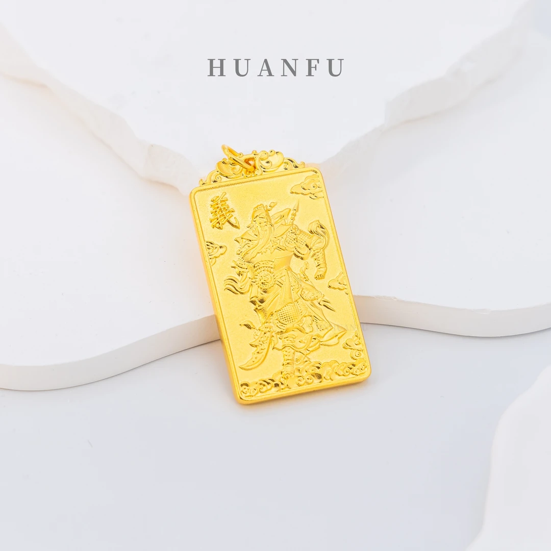 吊坠足银 关公全身像吊坠 时尚实心国潮雕刻挂坠素款精美大气