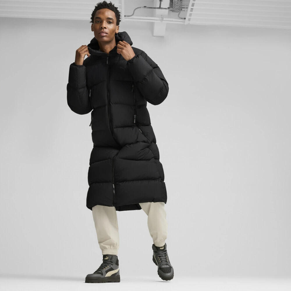 puma彪马男子-Long Hooded Down Coat-黑针织长裤68411601