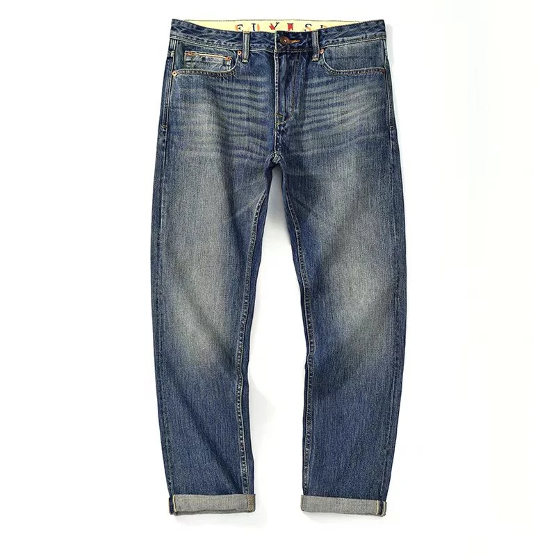 赤耳丹宁男牛仔裤子022直筒潮流牛仔裤男复古直筒水洗