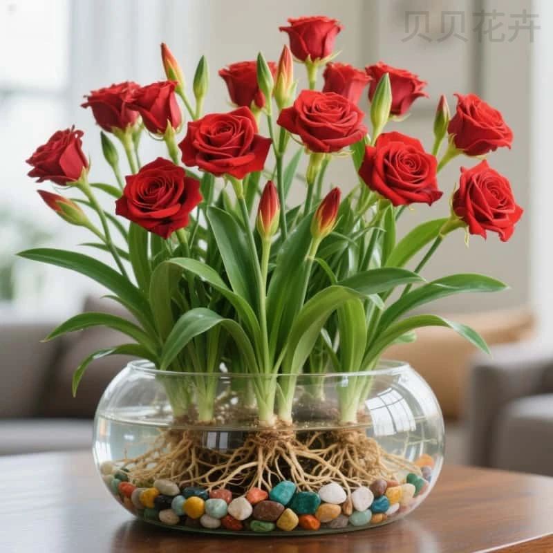 【四季开花】水培玫瑰草花驱虫四季开花大花浓香型花卉盆栽好养绿植