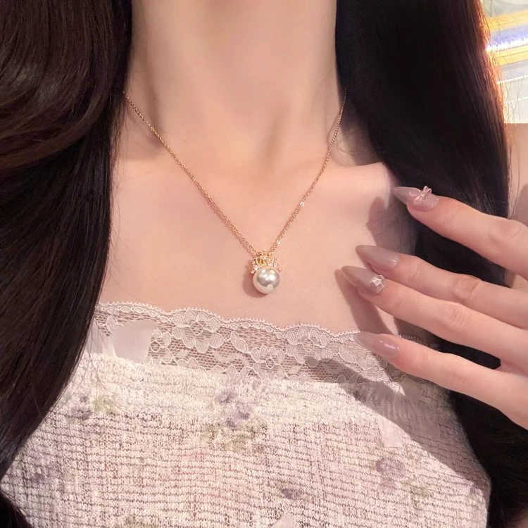 铜合金仿珍珠吊坠 镀K金A196 法★【梦幻城堡】OCGA 欧斯伽斯 项链