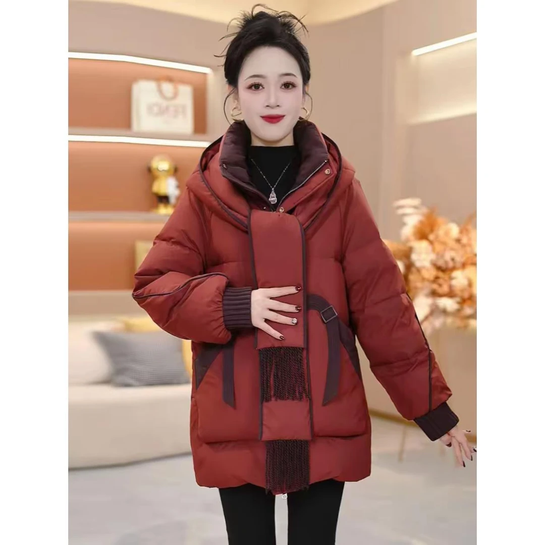 秋冬纯色保暖时尚洋气加厚显瘦羽绒服新款宽松2025年【SJYH3536】