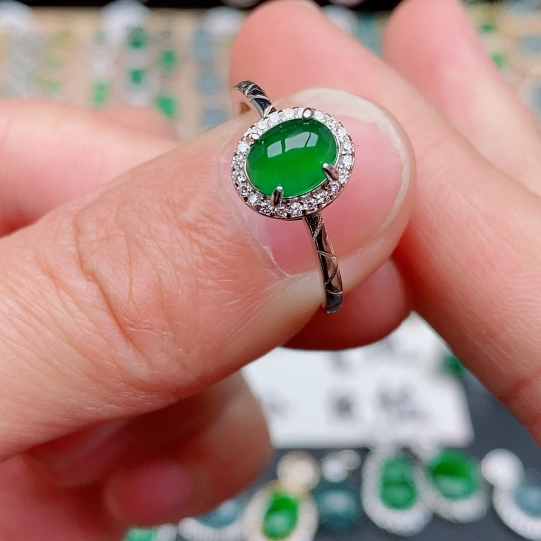 银S925镶嵌戒指翡翠