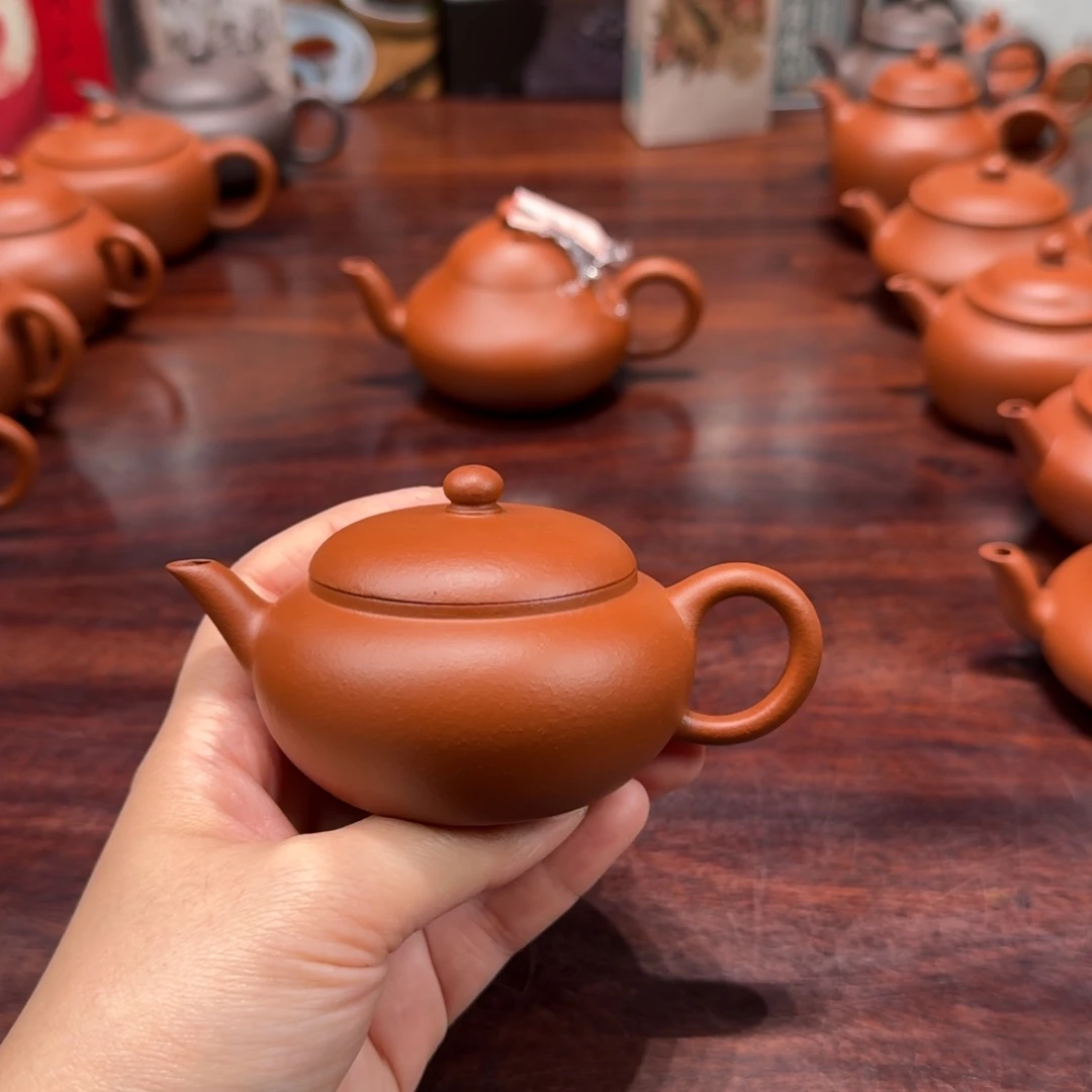 紫砂茶壶小煤窑朱泥桂林轩圆果壶