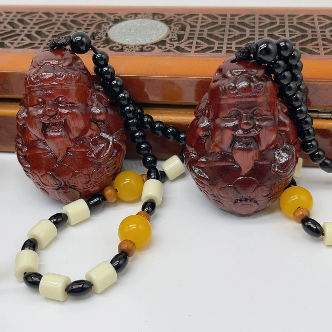 木质财神手把件手工