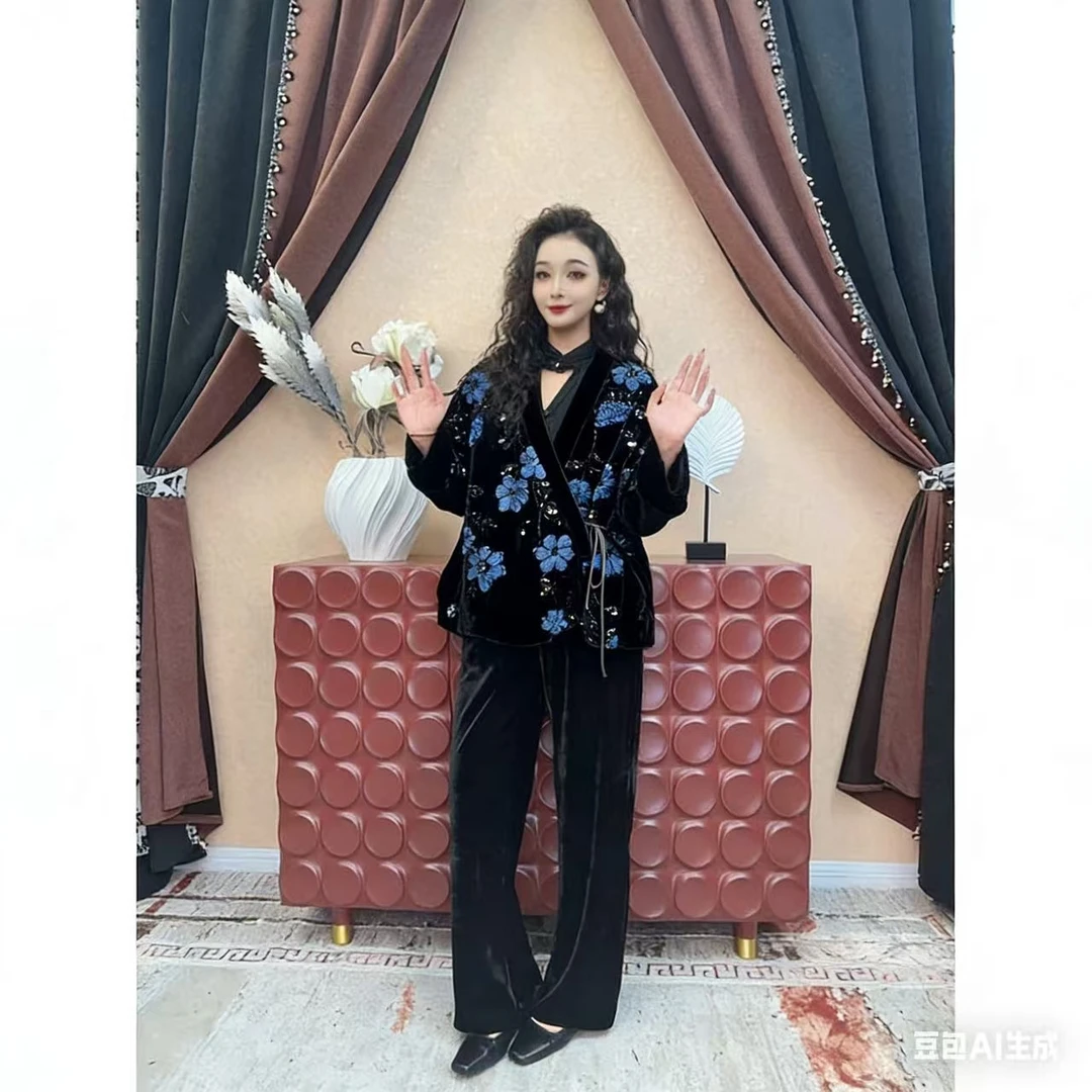 【C283】真丝丝绒时尚新款民族风迪拜服饰休闲轻奢【外套】设计师